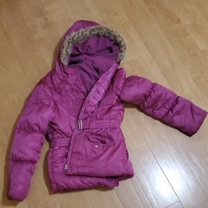 BCX Magenta Jacket with Faux Fur Trim